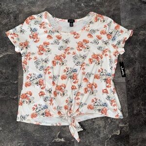 Justify Ivory Floral Top With Tie Size 2X NWT